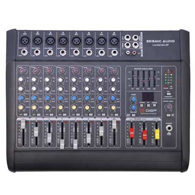 Seismic Audio - Landslide8-PKG22 - 15" Molded PA Speaker Package with Mixer, Mics, and Stands