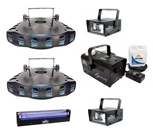 (2) CHAUVET DERBY X RGB DMX Pro DJ Club Strobe Lights + Fog Machine + Blacklight