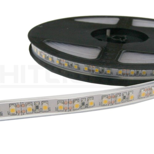 HitLights Waterproof Warm White High Density SMD3528 LED Light Strip - 600 LEDs, 16.4 Ft Roll, Cut to length - 3000K, 144 Lumens per foot, IP65, Requires 12V DC