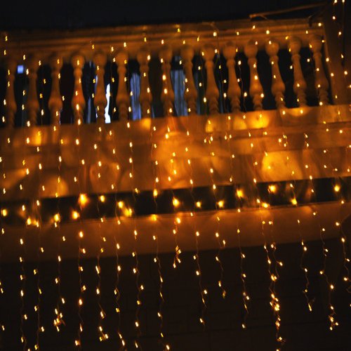 Fuloon 6M x 3M 600 LED Outdoor Party String Fairy Wedding Curtain Light 8 Modes (Cool White)