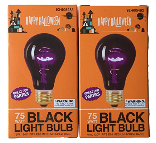 Double Pack 75 Watt Halloween Black Light Bulbs