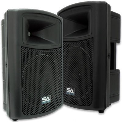 Seismic Audio - Landslide8-PKG22 - 15" Molded PA Speaker Package with Mixer, Mics, and Stands