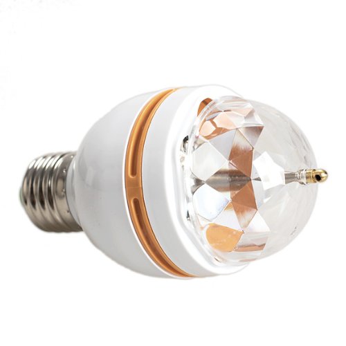 Vktech E27 Full Color Changing RGB LED Sound Activated Rotating Stage Lamp Light Bulb