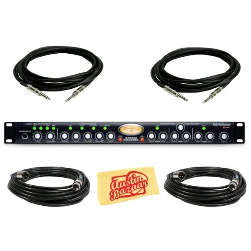 PreSonus Studio Channel One-Channel Vacuum Tube Channel Strip Bundle with Two XLR Cables, Two Instrument Cables, and Polishing Cloth