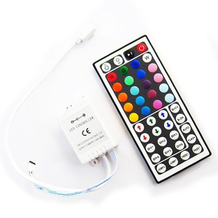 HitLights 44-Key LED Light Strip Controller - For Color Changing RGB Strips, Includes 44 Key Remote - 72W Max, Requires 12V DC