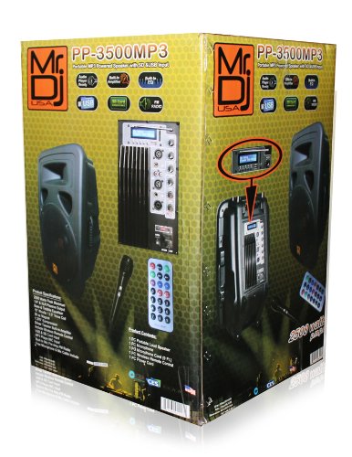 Mr. Dj PP3500MP3 15-Inch 2500 Watts Max Power Speaker with Built in LCD/AM FM Radio/ MP3/USB/SD Card Slot/Microphone