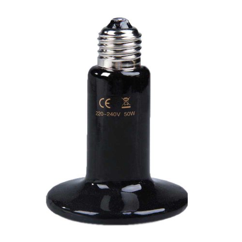 Vktech Black Ceramic Flat Bottom Heat Lamp Bulb (50W)