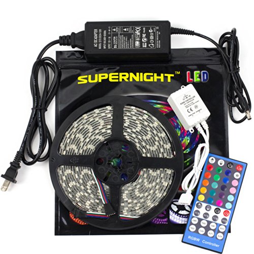 SUPERNIGHT 5M 5050 SMD RGB and Cool White Mixed Color Changing Flexible LED Strip Light 300 LEDs Waterproof Festival Decorative LED Light with 40-key Multi-funtion RGBW LED Strip Remote Controller + Power Supply Full Kit RGBW Mixed Color Flexible LED Novelty LED Light Strip