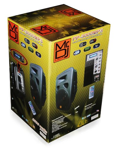 Mr. Dj PP3000MP3 15-Inch 2500-Watt Max Power Speaker with Built-In LCD/MP3/USB/SD Card Slot and Wireless Remote Control