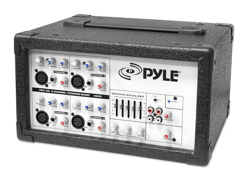 Pyle PMX401 4-Channel 150 Watt Powered PA Mixer/Amplifier with Independent Channel Control and Audio Line Input