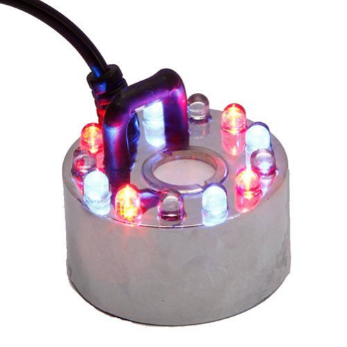 EUBUY 12 LED Light Ultrasonic Mist Maker Fogger Water Fountain Pond With Power Adapter