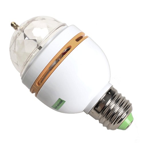 Vktech E27 Full Color Changing RGB LED Sound Activated Rotating Stage Lamp Light Bulb