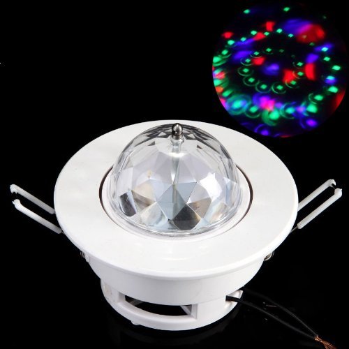 Superstar™ 3W RGB Ceiling Stage Light Full Color LED Voice-activated Rotating Ceiling Lamps Spot DJ Disco Crystal Bulb Lamp