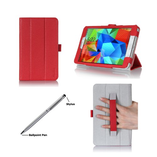 ProCase Samsung Galaxy Tab 4 8.0 Case with bonus stylus pen - Smart Cover Case with Stand for 8 inch Tab 4 Tablet 2014 (SM-T330 / T331 / T335), with Auto Sleep/Wake feature (Red)