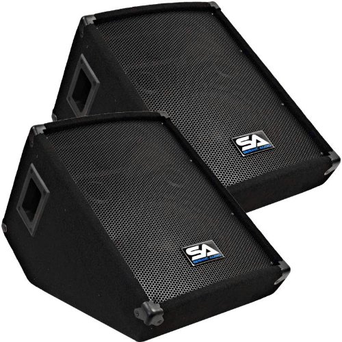 Seismic Audio - Pair of 10" Wedge Style FLOOR MONITORS - Studio, Stage, or Floor use - PA/DJ Monitors