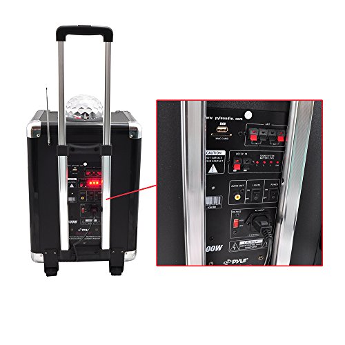 Pyle PCMX280B Disco Jam 400 Watt Bluetooth 10-Inch Portable PA Speaker System, Built-in Rechargeable Battery, Headset and Mic