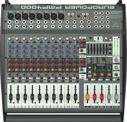Behringer Europower PMP4000 Powered Mixer - 16 Channels, 1600 Watts with Multi-FX Processor and FBQ Feedback Detection System