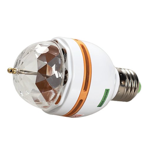 Vktech E27 Full Color Changing RGB LED Sound Activated Rotating Stage Lamp Light Bulb