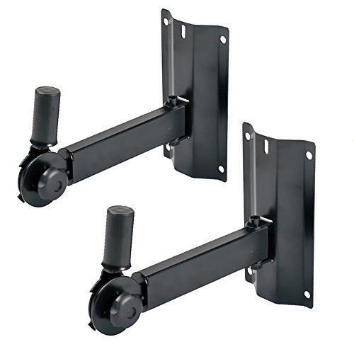 Pyle PSTNDW15 Dual Universal Adjustable Wall Mount Speaker Bracket Stands with Angle, Tilt, Rotation Adjustment (Pair)