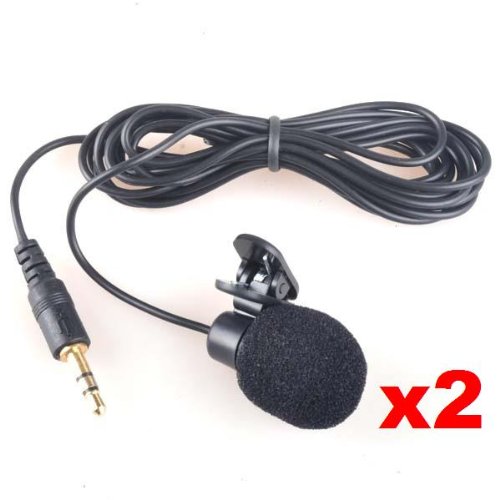 Neewer 2X 3.5mm Hands Free Computer Clip on Mini Lapel Microphone (2X Lapel Microphone)