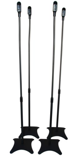 Lumi Universal Satellite Surround Sound Home Theater Theatre Speaker Stands - Black (Set of 4)