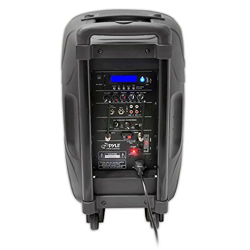 PYLE-PRO PPHP159WMU 15-Inch 1600-Watt Bluetooth PA Loudspeaker with 2 Wireless Mics, FM Radio, LCD Readout, USB and SD Card Readers