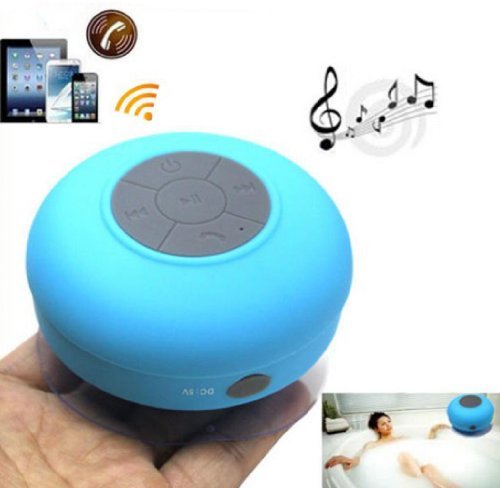 Towallmark 1PC Lovely Blue Waterproof Mini Wireless Bluetooth Suction Shower Car Handsfree Mic Speaker