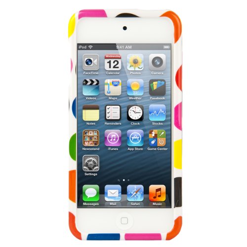 Colorful Circles 2 piece Cover Shield Protector Case For Apple iPod Touch 5 ( 5th Generation) 32GB, 64GB + Anti Glare Screen Protector Guard + an eBigValue TM Determination Hand Strap