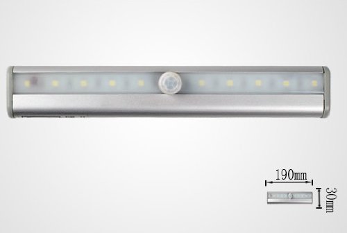 hkbayi New Auto 10 LED PIR IR Infrared Motion Detector Wireless Sensor Closet Cabinet bar Light Lamp white
