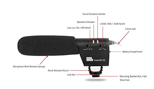 BW® MC-50 DSLR Camera Photography Interview Mounted Shotgun MIC Microphone for Canon Nikon Sony Blackmagic Camera DV Camcorder