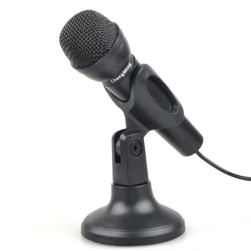 BestDealUSA Black Mini Studio Speech Microphone with Stand 3.5mm Jack 1.6m
