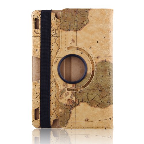 TOPCHANCES 2013 kindle fire HDX 8.9 Map Design PU Leather Case with 360 Degree Rotating STAND and Retina Display-Orange(Auto Sleep and Wake Speciality)