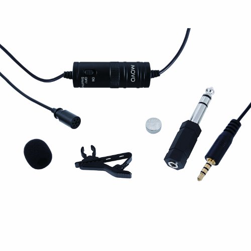 Movo LV1 Lavalier Lapel Clip-on Omnidirectional Condenser Microphone for Cameras, Camcorders & Smartphones (Including Apple iPhone, iPad, Samsung Galaxy & Note, etc)