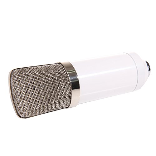 MeGooDo Condenser Microphone Sound Recording Dynamic + Mic Shock Mount, for radio broadcasting studio, voice-over sound studio, recording,ect(White)