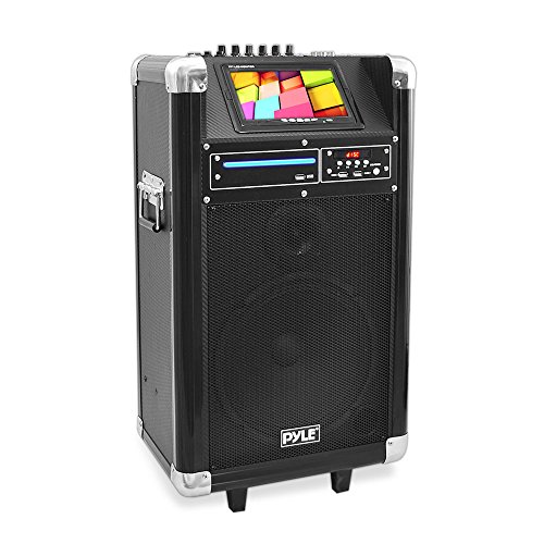 Pyle PKRK10 400 Watt, 10-Inch Woofer and 7-Inch Screen Karaoke Vibe Bluetooth Multimedia PA System with DVD Player and Wireless Microphone