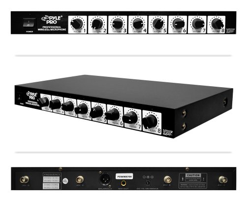 Pyle-Pro PDWM8900 Rack Mount 8 Channel Wireless Microphone System with 8 Lavalier/Headsets