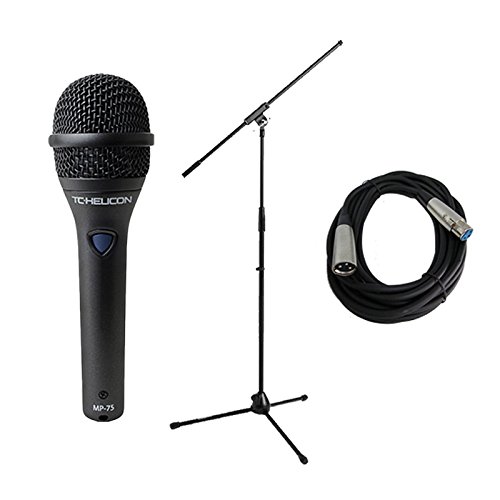 TC-Helicon MP-75 Dynamic Vocal Microphone w/ Mic Control, Cable and Mic Stand Bundle