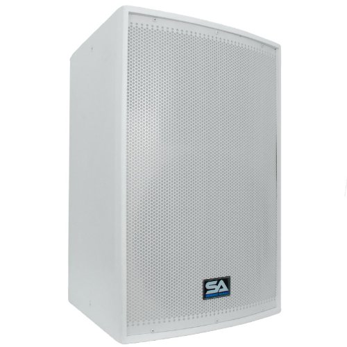 Seismic Audio - Pair of 15" White Church PA/DJ Speakers - White Textured Painted - Monitors