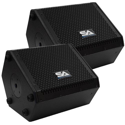 Seismic Audio - SAX-8M-Pair - Pair of Compact 8 Inch 2-Way Coaxial Floor / Stage Monitors with Titanium Horns