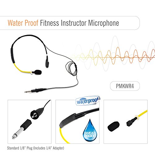 Pyle PMKWR4 Flexible Waterproof/Sweatproof Headset Microphone for Exercise and Fitness, Condensor, Omni-Directional, Standard 3.5mm Connector