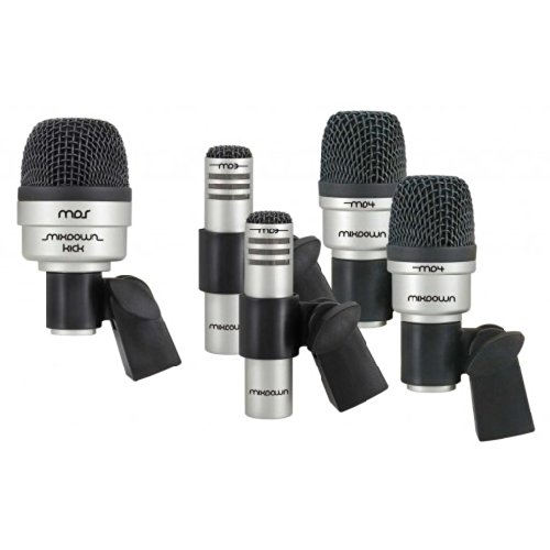 CAD Mix Down DRUM 5 Microphone Set for Drums Including 2 Tom/Snare Mics, 1 Kick Mic, and 2 Overhead Condenser Mics