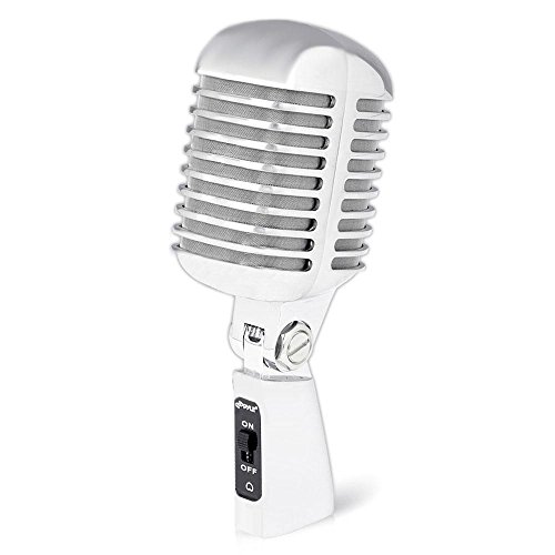 Retro Style Dynamic Vocal Microphone with Cable Silver