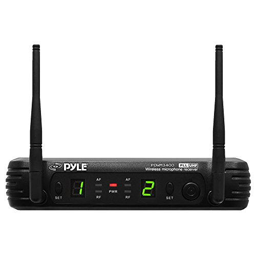 PylePro PDWM3400 Premier Series UHF Microphone System with 2 Body-Pack Transmitters, 2 Headsets and 2 Lavalier Mics