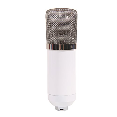 MeGooDo Condenser Microphone Sound Recording Dynamic + Mic Shock Mount, for radio broadcasting studio, voice-over sound studio, recording,ect(White)