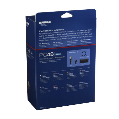 Shure PG48-XLR Cardioid Dynamic Vocal Microphone with XLR-to-XLR Cable