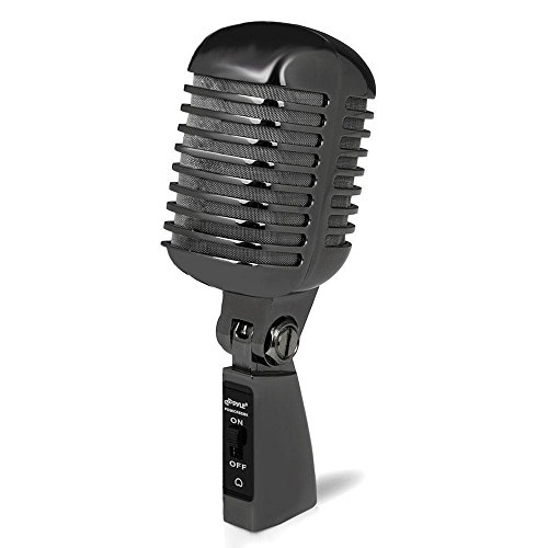 Retro Style Dynamic Vocal Microphone with Cable Black