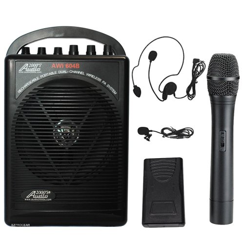 Audio2000s Wp-604b/hl Battery Powered Dual Channel Wireless Microphone Portable Pa System
