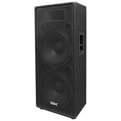 Seismic Audio - FL-155PC - Pair of Dual Premium 15" PA/DJ Speaker Cabinets with Titanium Horns - Wheel Kits and Rear Handles - 800 Watts RMS per Cabinet