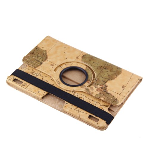 TOPCHANCES 2013 kindle fire HDX 8.9 Map Design PU Leather Case with 360 Degree Rotating STAND and Retina Display-Orange(Auto Sleep and Wake Speciality)