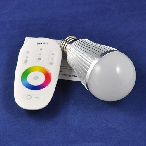 hkbayi New AC 86-264V E27 Lamp base 6W 2.4G Group Division Touch Screen Remote Control Color Changing Wifi LED RGB Bulb with controller